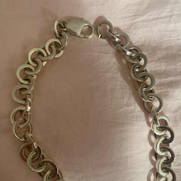 Tiffany & Co 18K Gold & Sterling Silver Circle Link Round Necklace - Picture 2 of 3